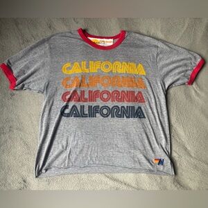 Aviator Nation Gray Crop Top with Red and Blue Accents